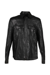 SINGLE ZIPPED LEATHER JACKET / BLK