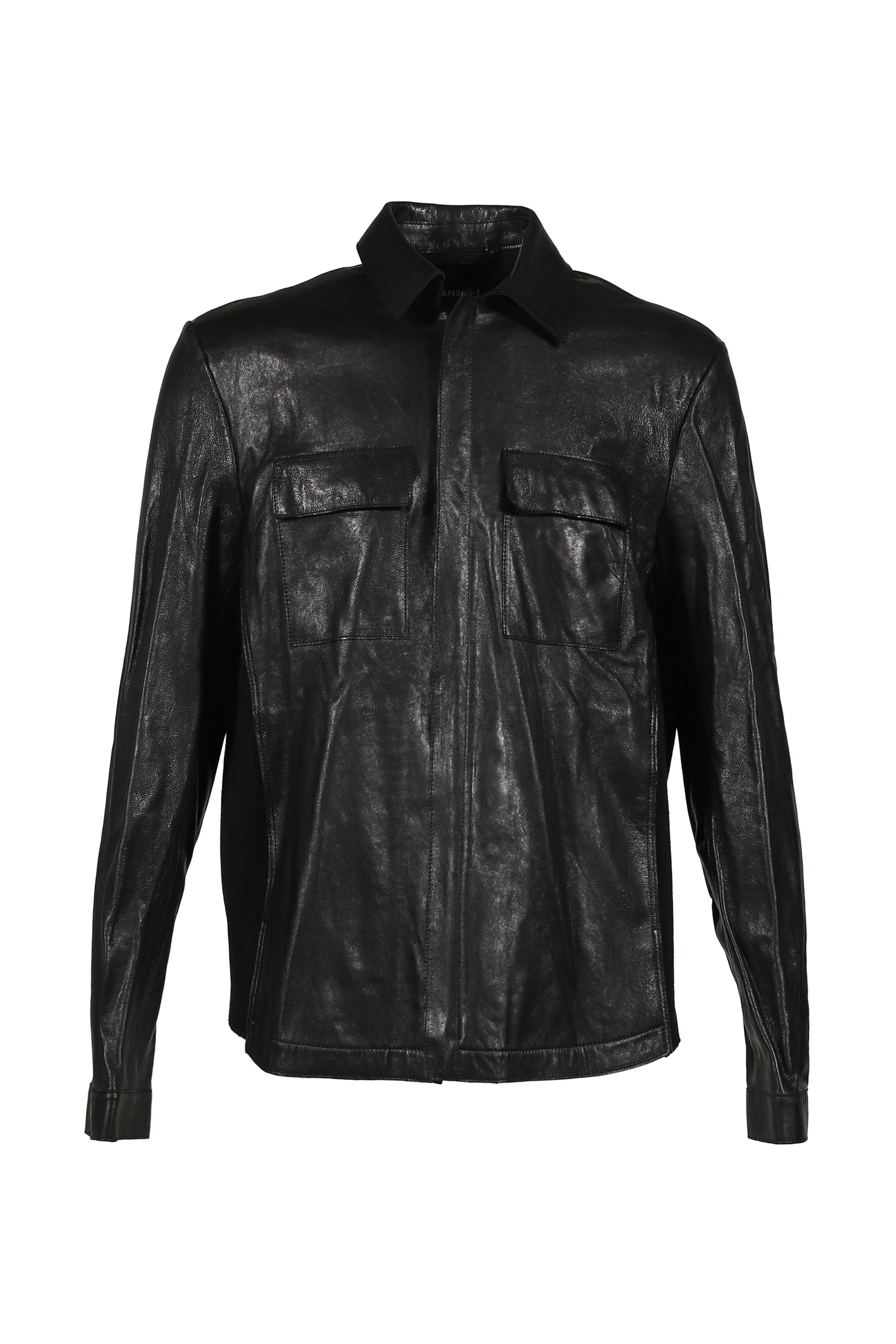 SINGLE ZIPPED LEATHER JACKET / BLK