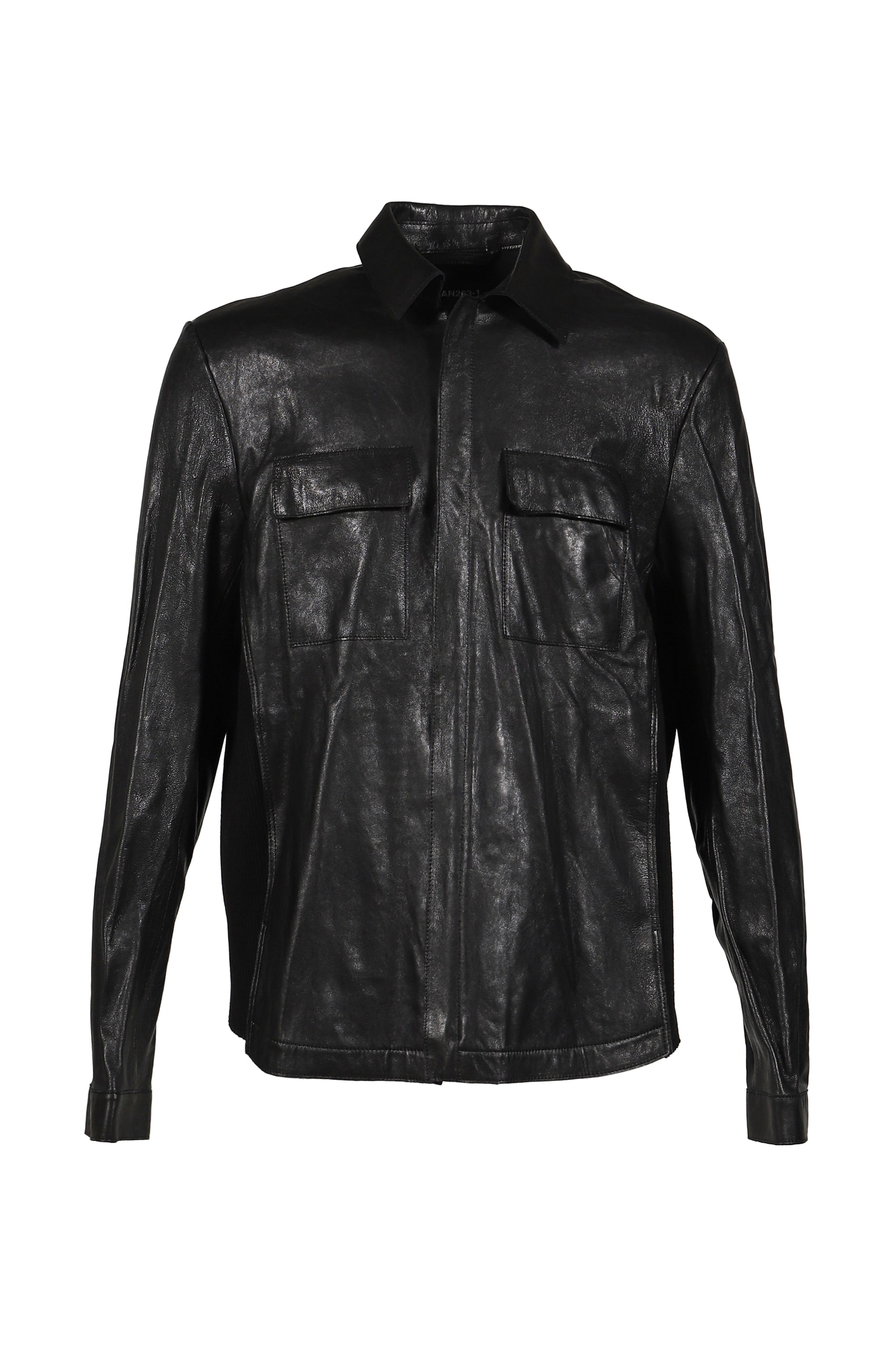 SINGLE ZIPPED LEATHER JACKET / BLK