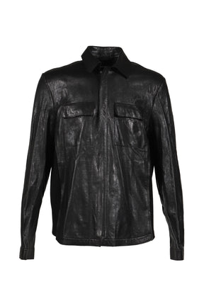 SINGLE ZIPPED LEATHER JACKET / BLK