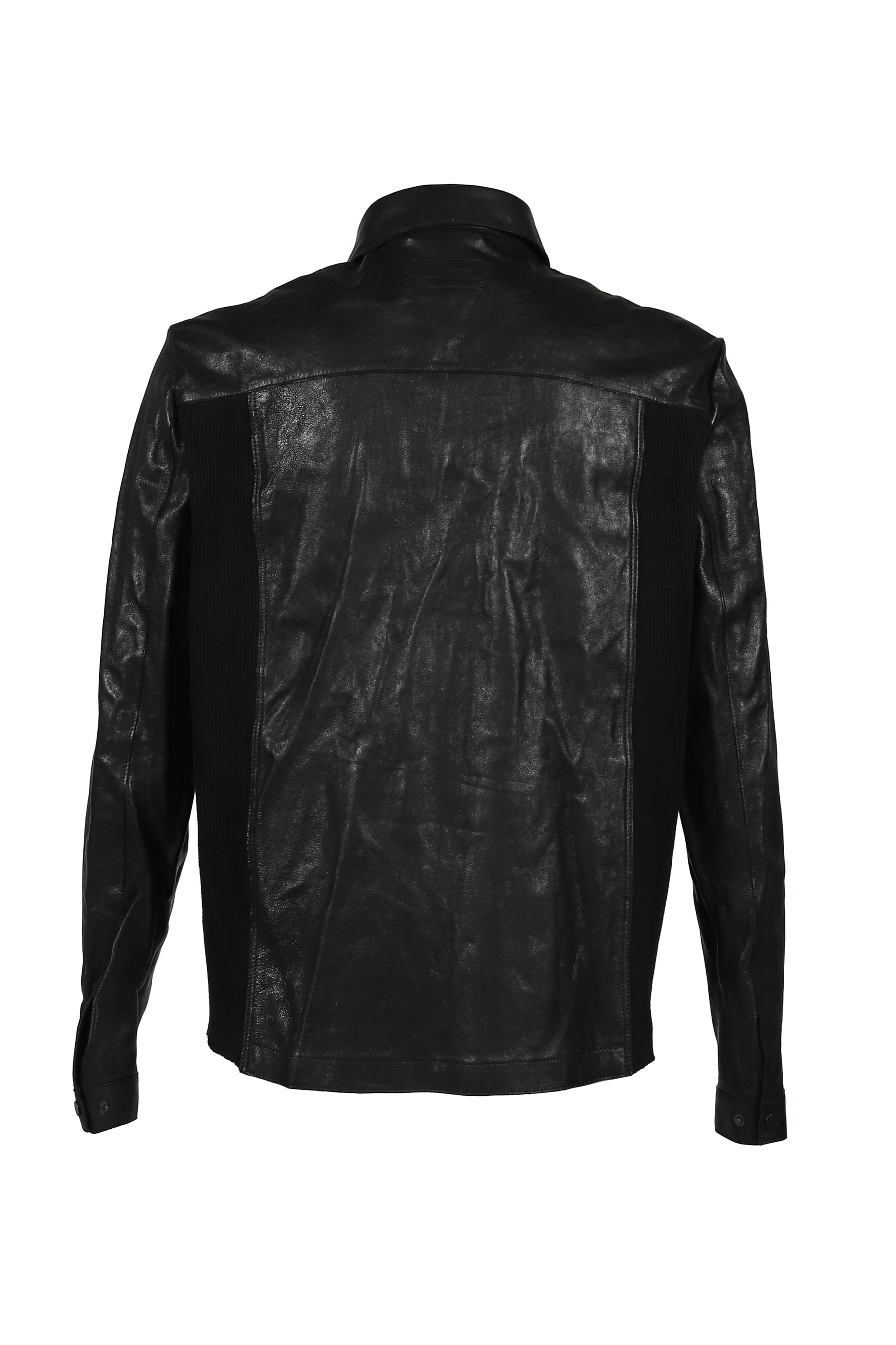 SINGLE ZIPPED LEATHER JACKET / BLK