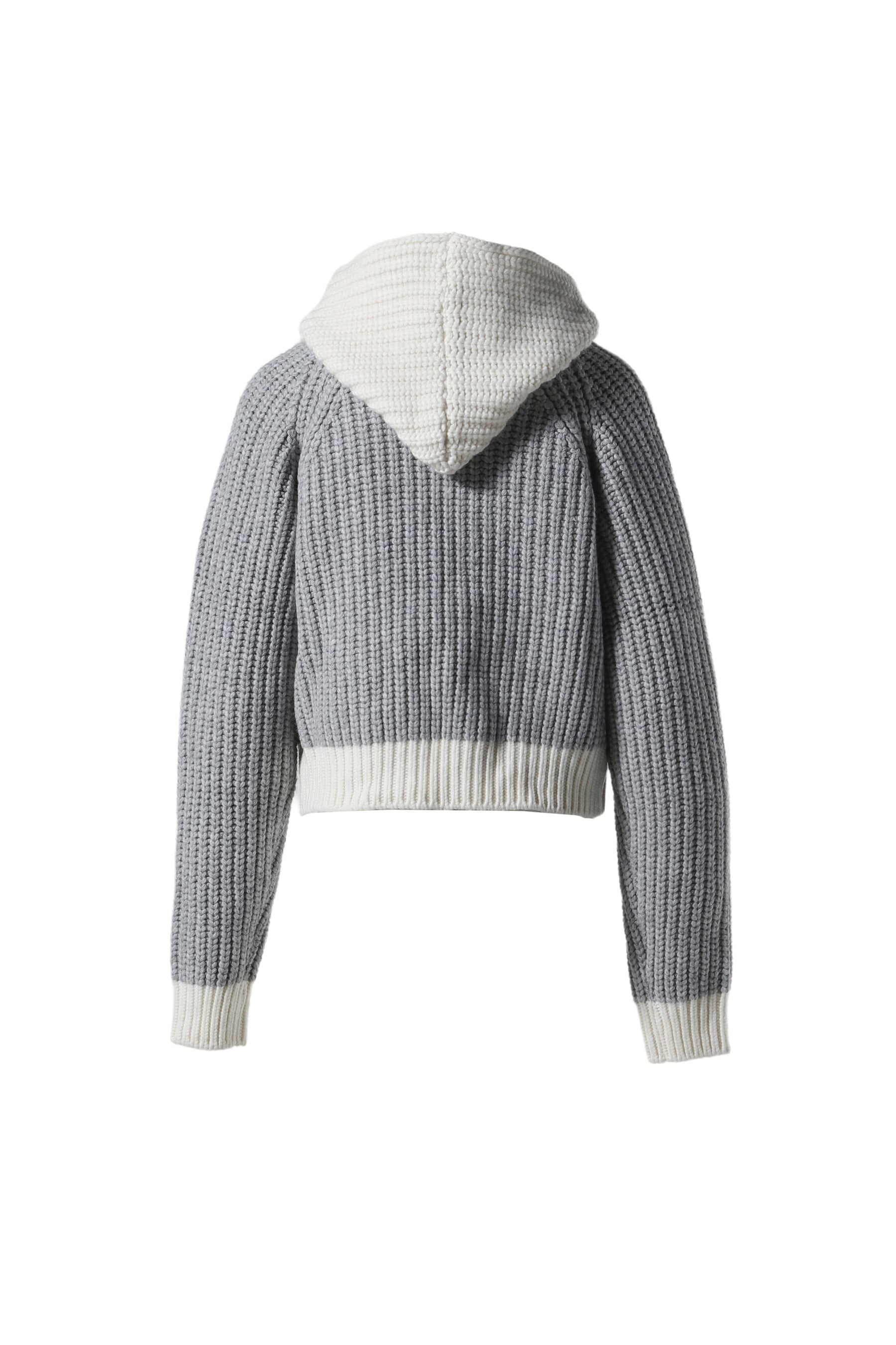 CROCHET KNIT HOODIE / GRY