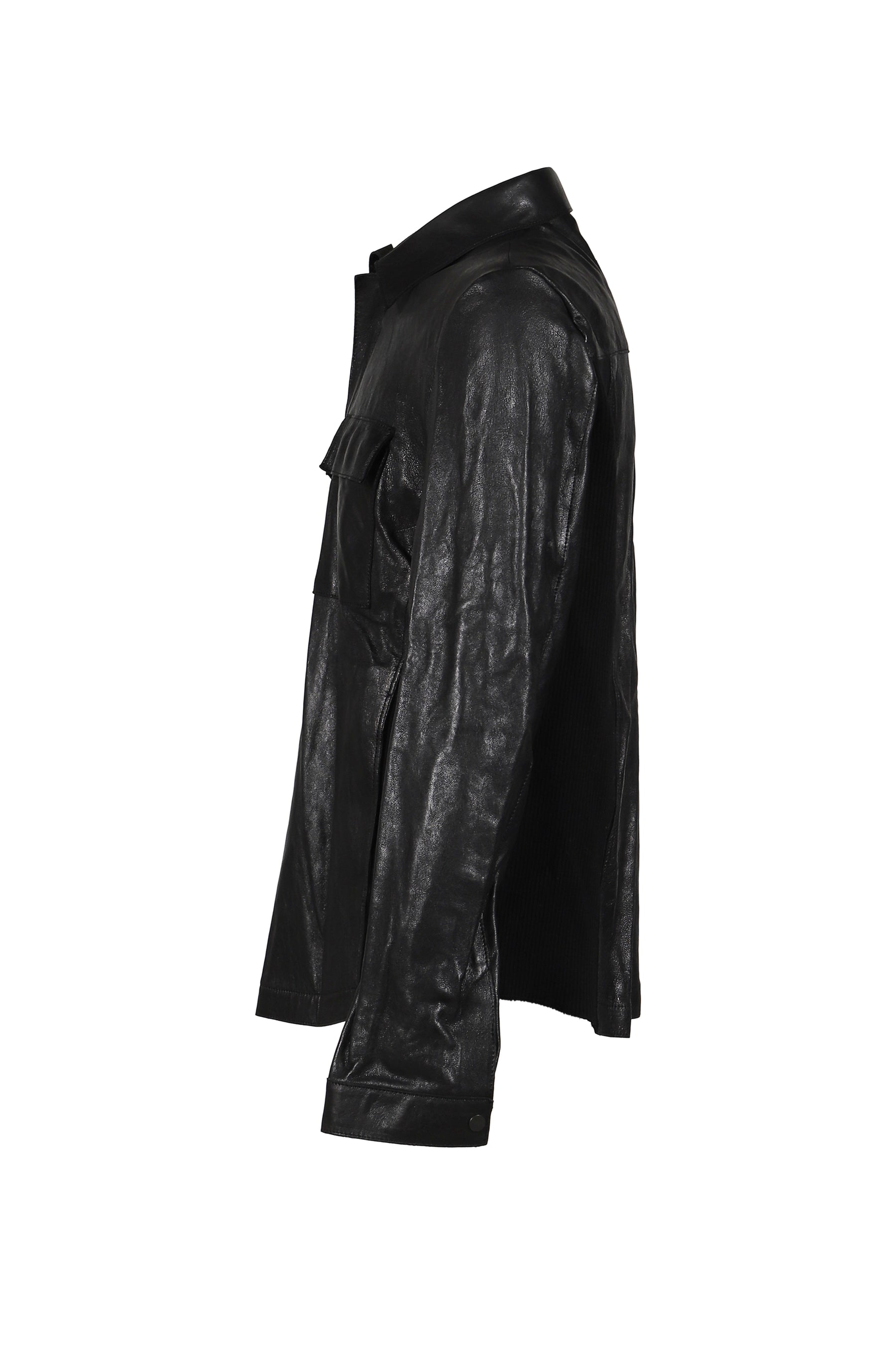 SINGLE ZIPPED LEATHER JACKET / BLK