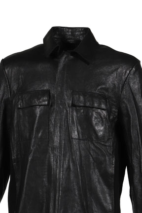 SINGLE ZIPPED LEATHER JACKET / BLK