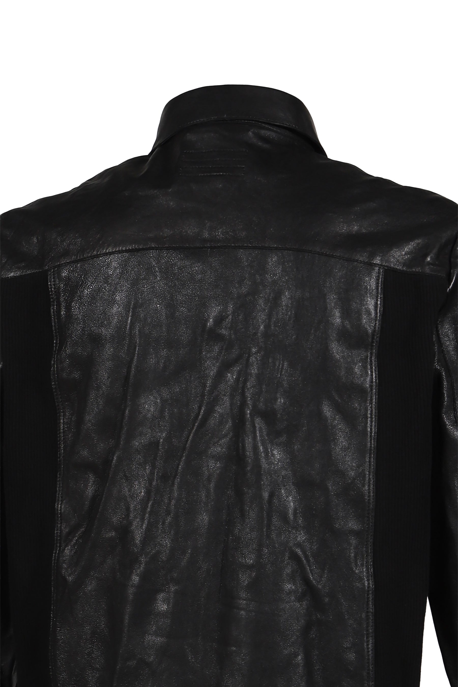 SINGLE ZIPPED LEATHER JACKET / BLK
