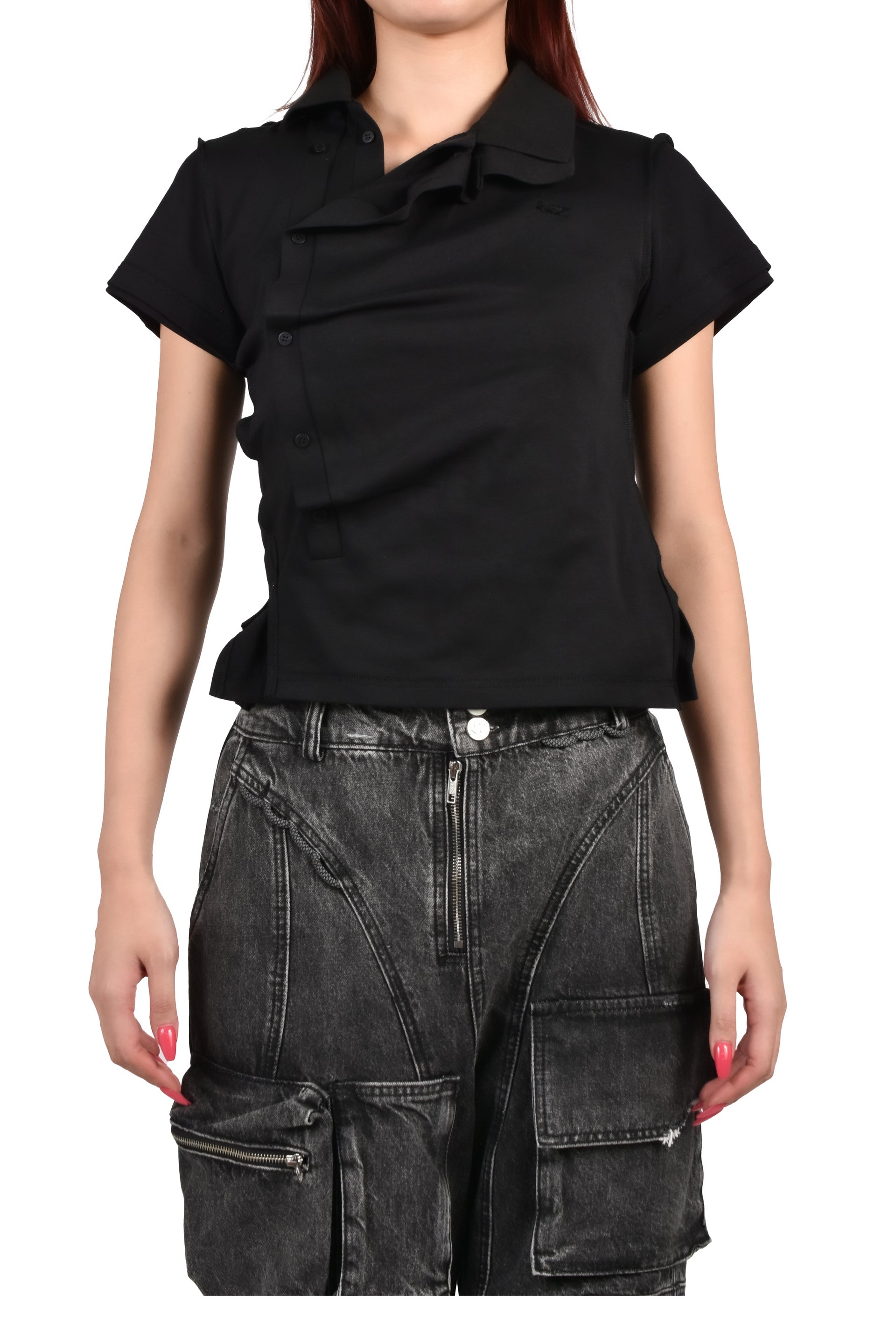 SHRUNKEN DOUBLE POLO / BLK