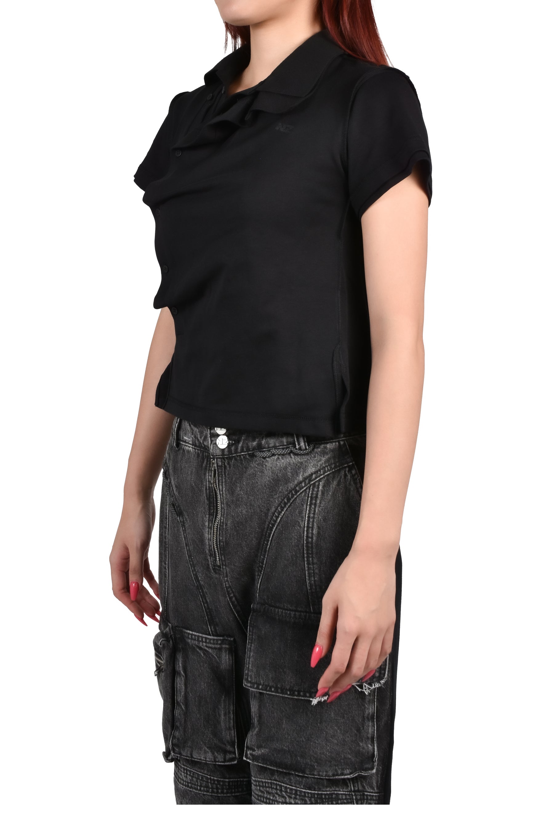 SHRUNKEN DOUBLE POLO / BLK