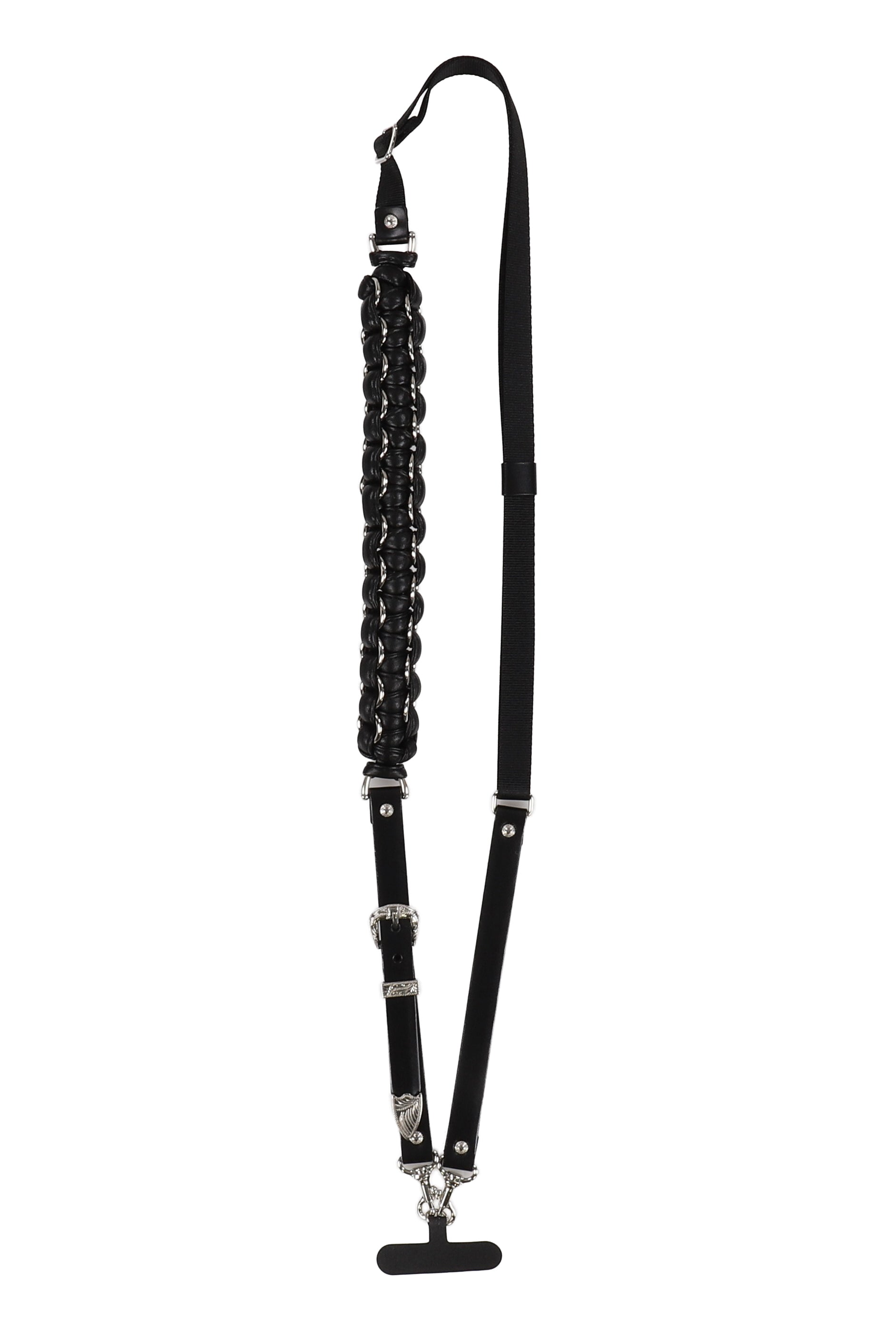 TOGA TOO FW25 LEATHER BRAID PHONE STRAP / BLK - NUBIAN