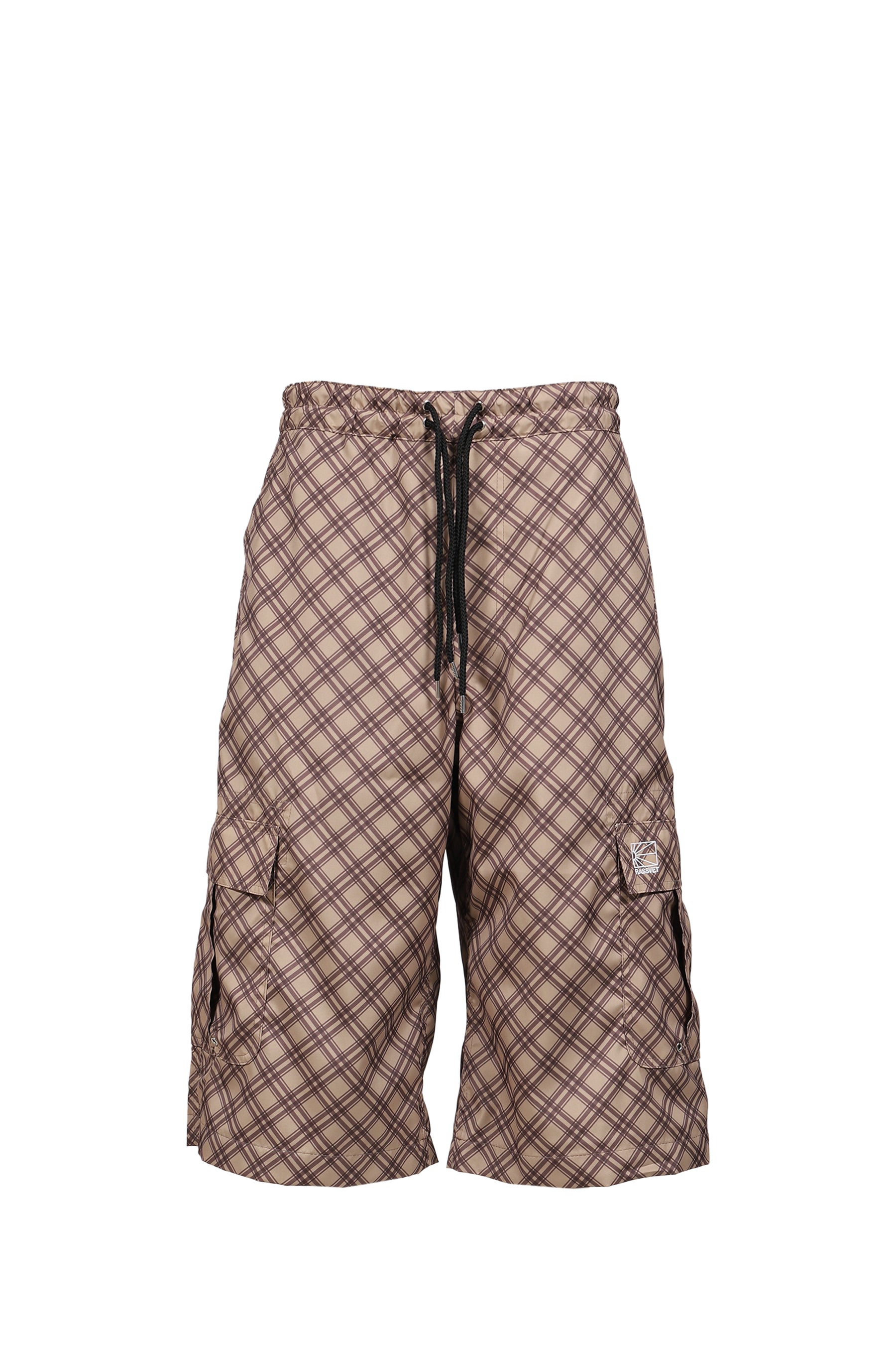 POLY TARTAN 3 QUARTER CARGO PANTS WOVEN / BRW