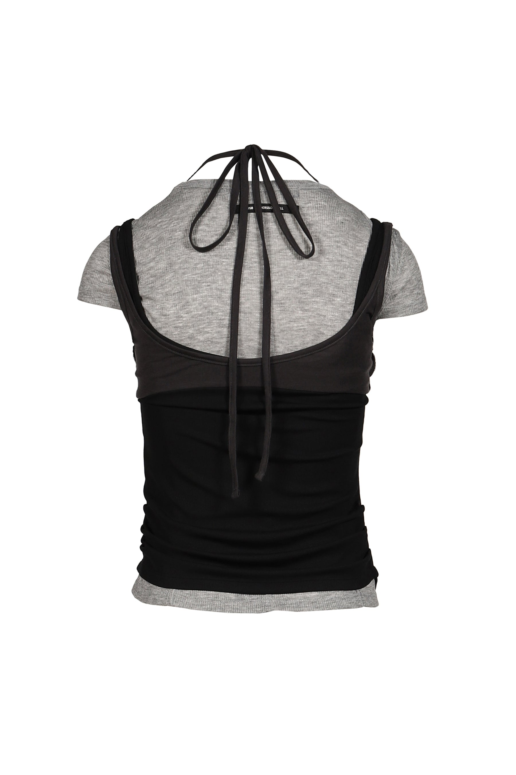 UPSIDE-DOWN LAYERED T-SHIRT / GRY/BLK