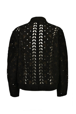 IVY HOLE LEATHER FLIGHT JACKET / BLK