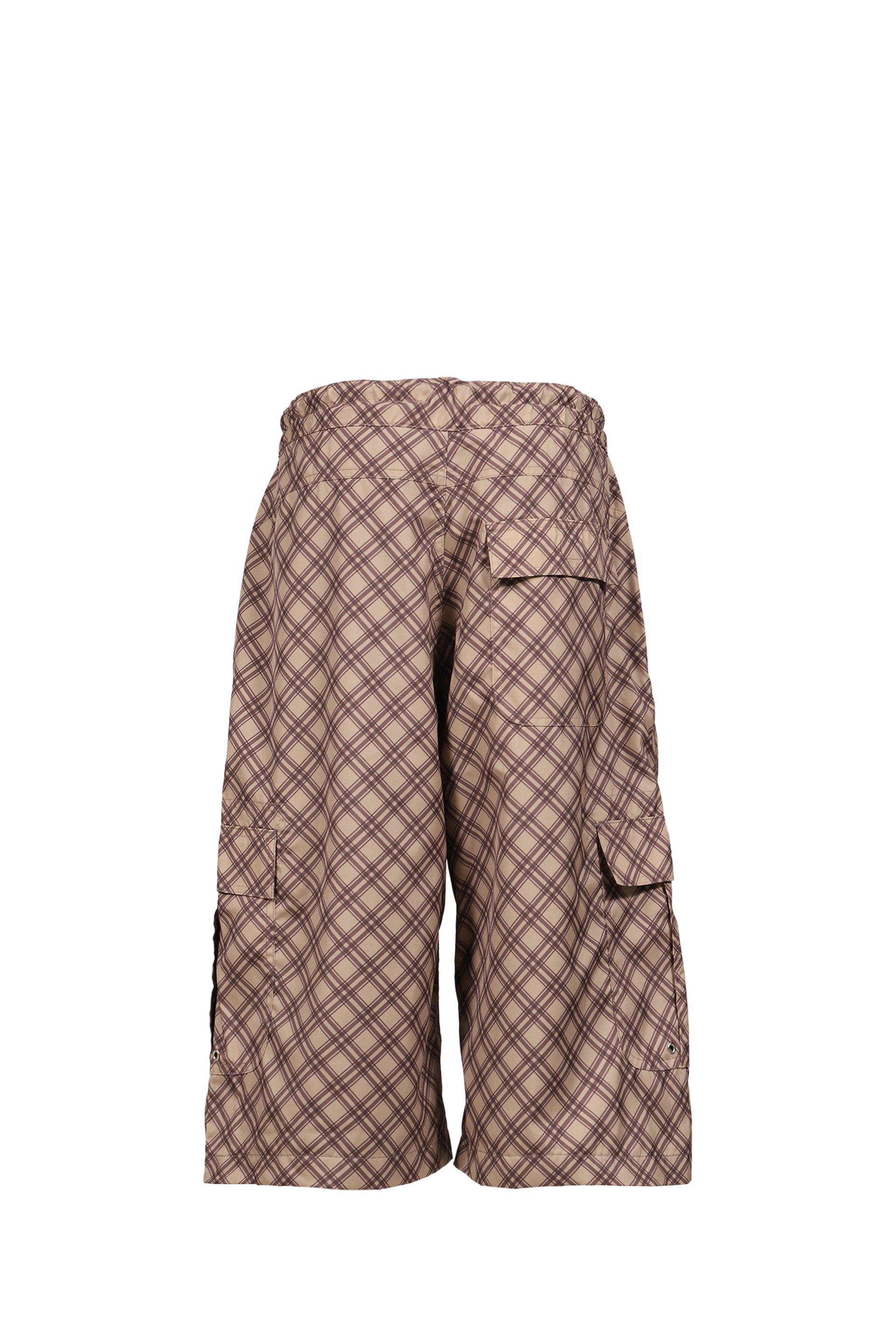 POLY TARTAN 3 QUARTER CARGO PANTS WOVEN / BRW