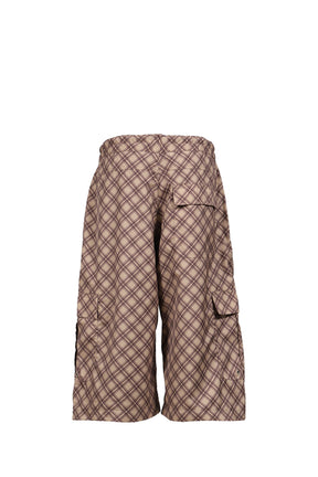 POLY TARTAN 3 QUARTER CARGO PANTS WOVEN / BRW