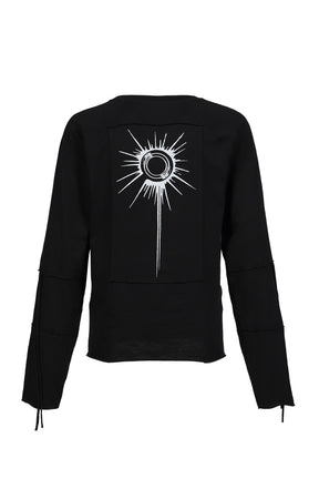 WASTELAND PRINTED PATCHWORK L/S TSHIRT / BLK (WHT PRINT)