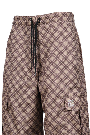 POLY TARTAN 3 QUARTER CARGO PANTS WOVEN / BRW
