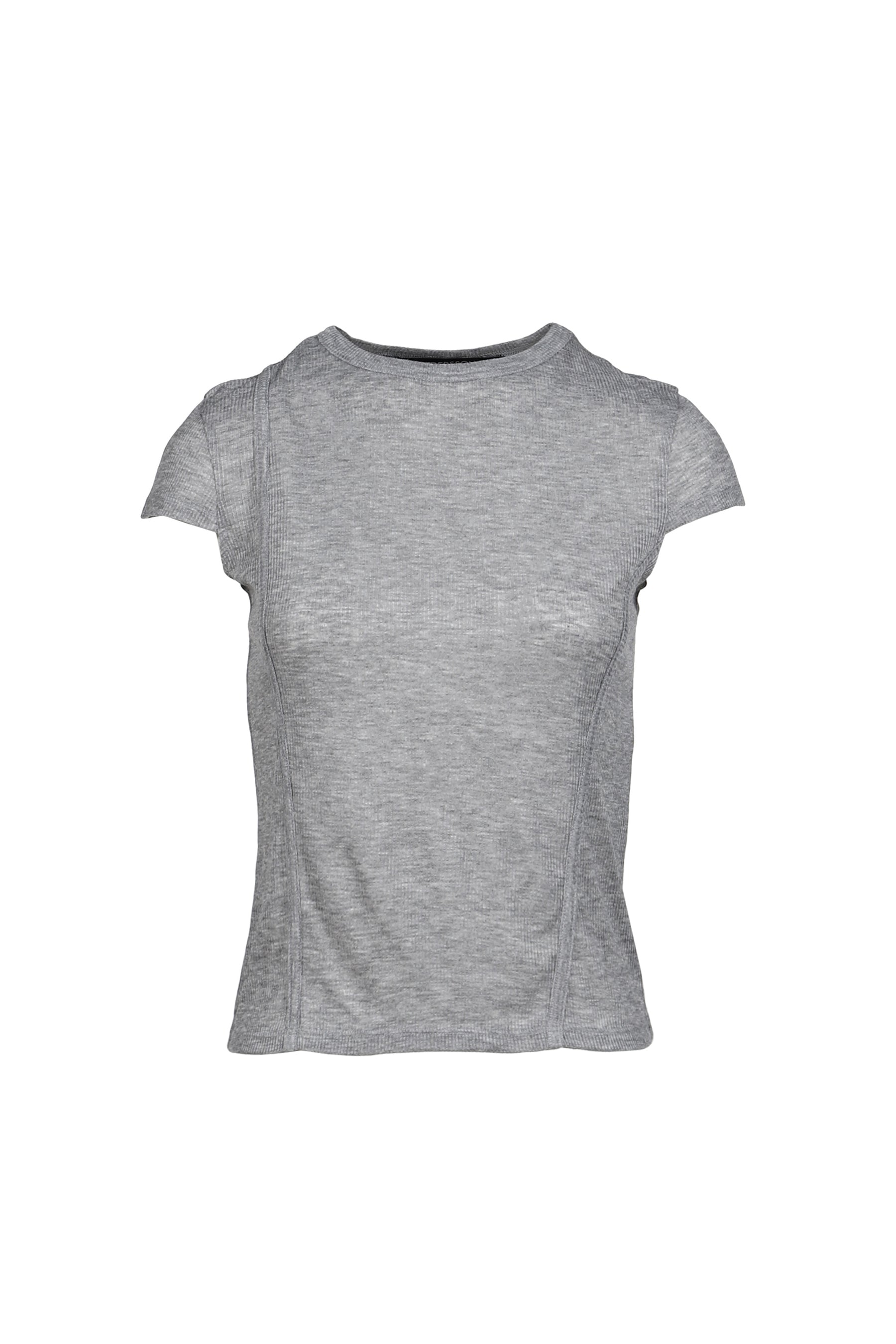 UPSIDE-DOWN LAYERED T-SHIRT / GRY/BLK
