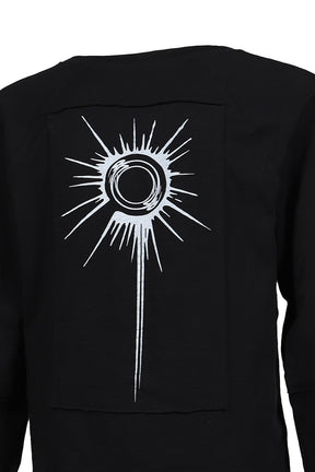 WASTELAND PRINTED PATCHWORK L/S TSHIRT / BLK (WHT PRINT)