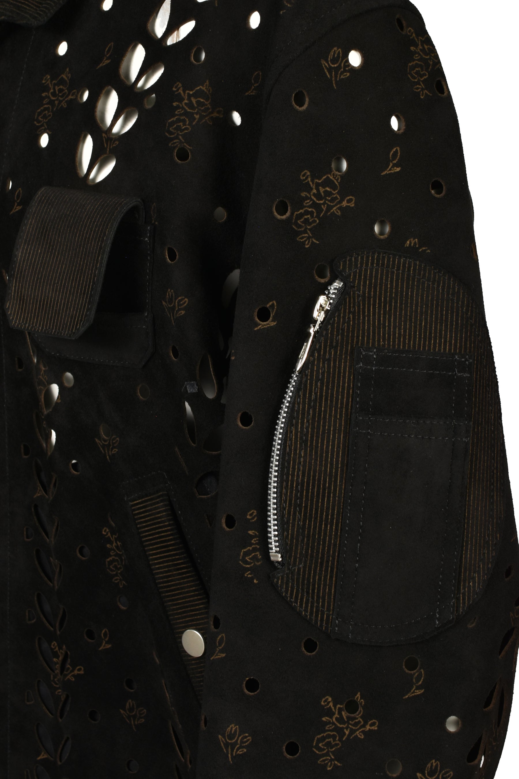 IVY HOLE LEATHER FLIGHT JACKET / BLK