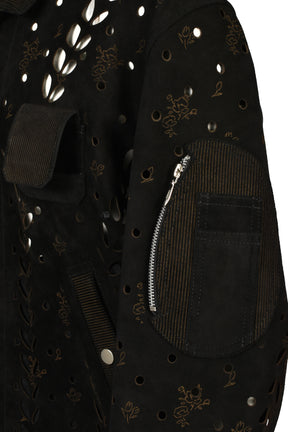 IVY HOLE LEATHER FLIGHT JACKET / BLK