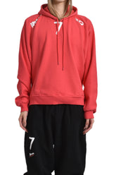 MOVED NECKLINE HOODIE / RED