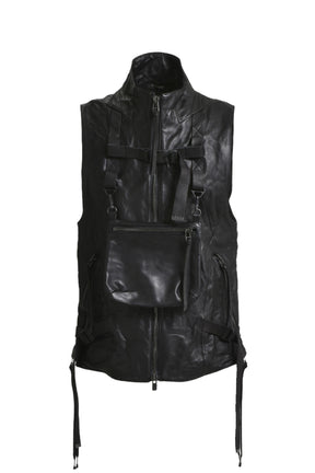 HORSE LEATHER VEST / BLK