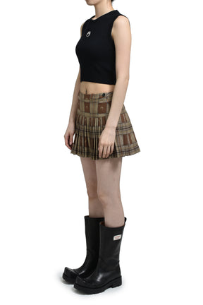 MARINE SERRE MOON CHECKS JACQUARD PLEATED SKIRT / BRW