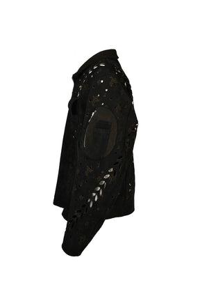 IVY HOLE LEATHER FLIGHT JACKET / BLK