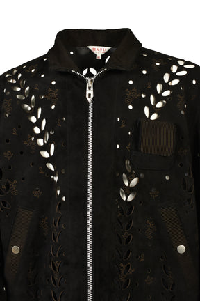 IVY HOLE LEATHER FLIGHT JACKET / BLK