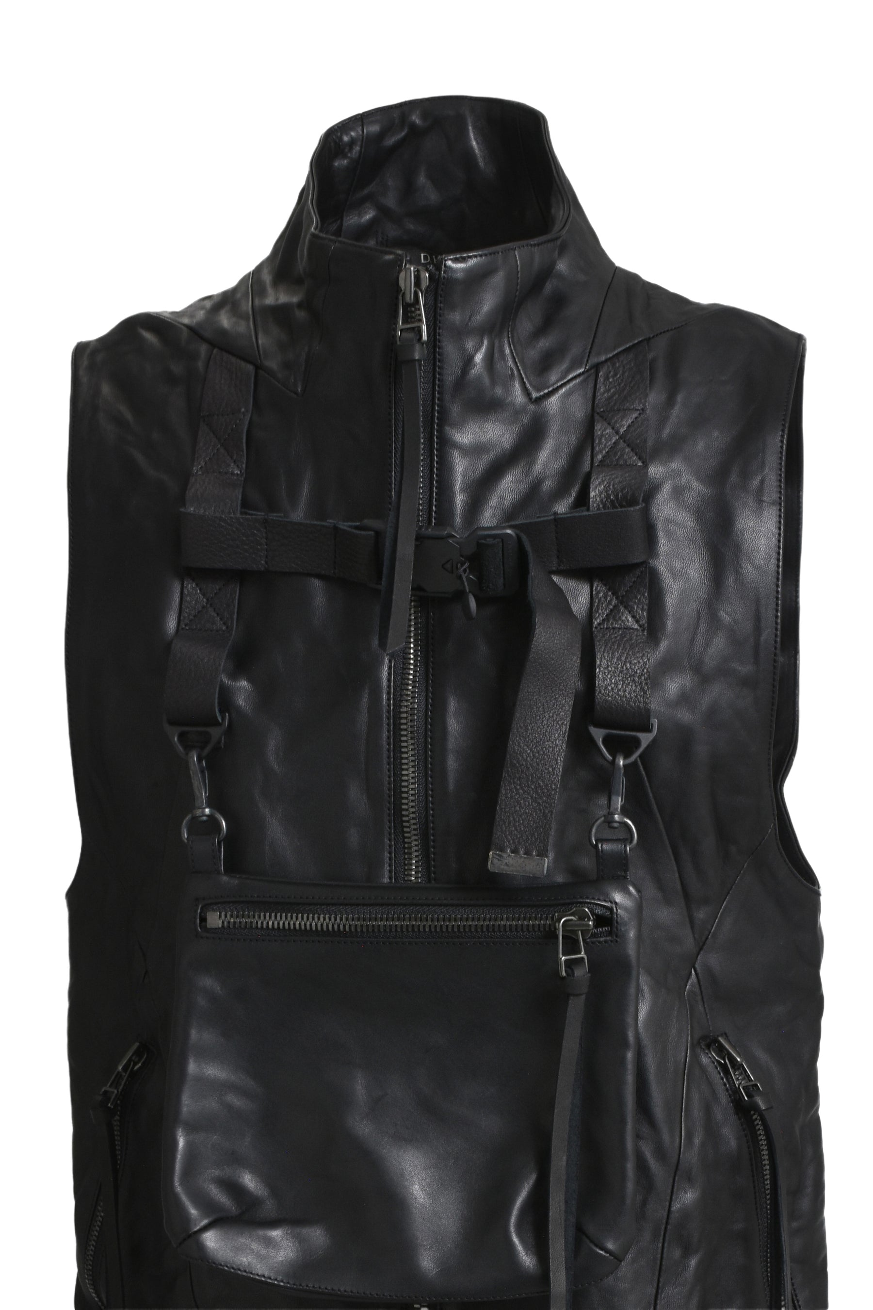 HORSE LEATHER VEST / BLK