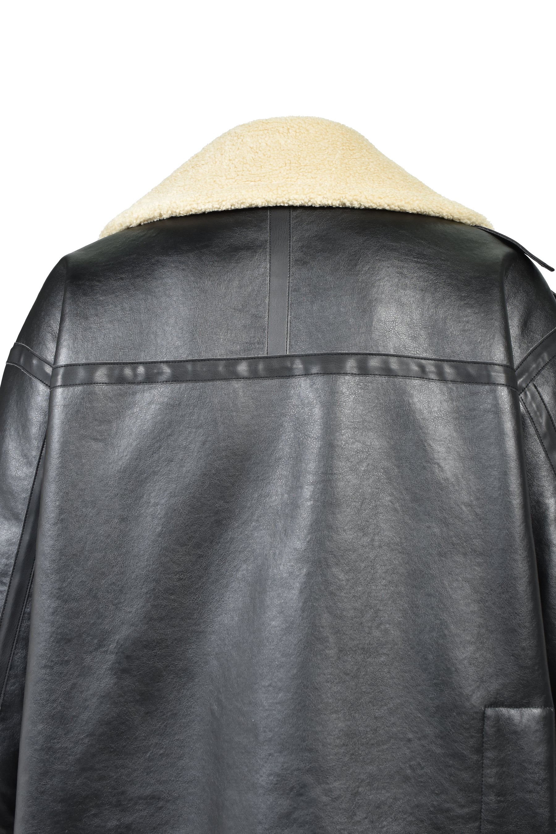 FAUX MOUTON FLIGHT JACKET / BLK X BEI