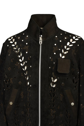 IVY HOLE LEATHER FLIGHT JACKET / BLK