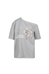 SWEET TREAT SHEEP PRINTED OFF-SHOULDER SHORT SLEEVE T-SHIRT / GRY