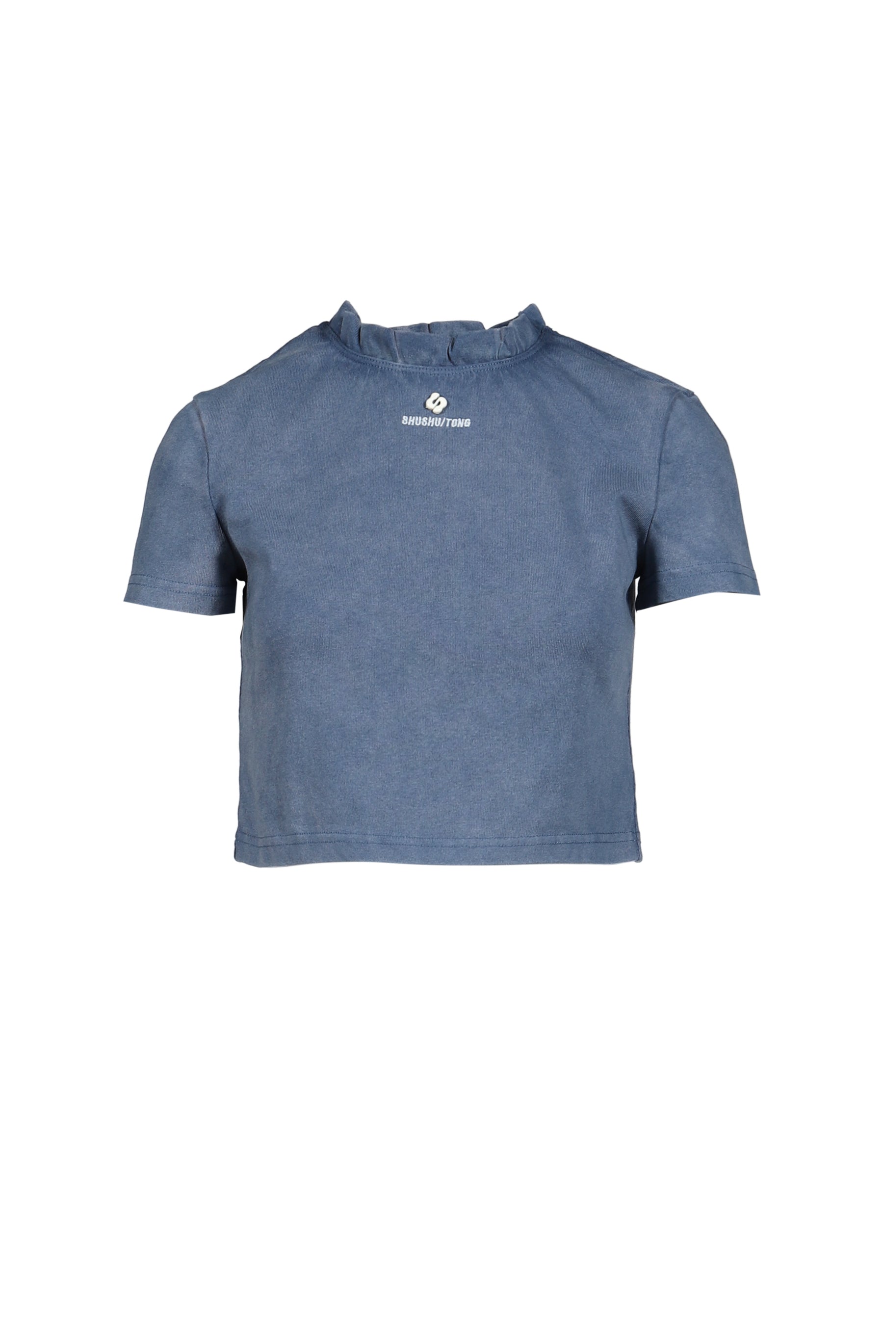 SHUSHU TONG シュシュトン SS26 WAVE LACE COLLAR T-SHIRT / BLU