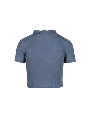 WAVE LACE COLLAR T-SHIRT / BLU