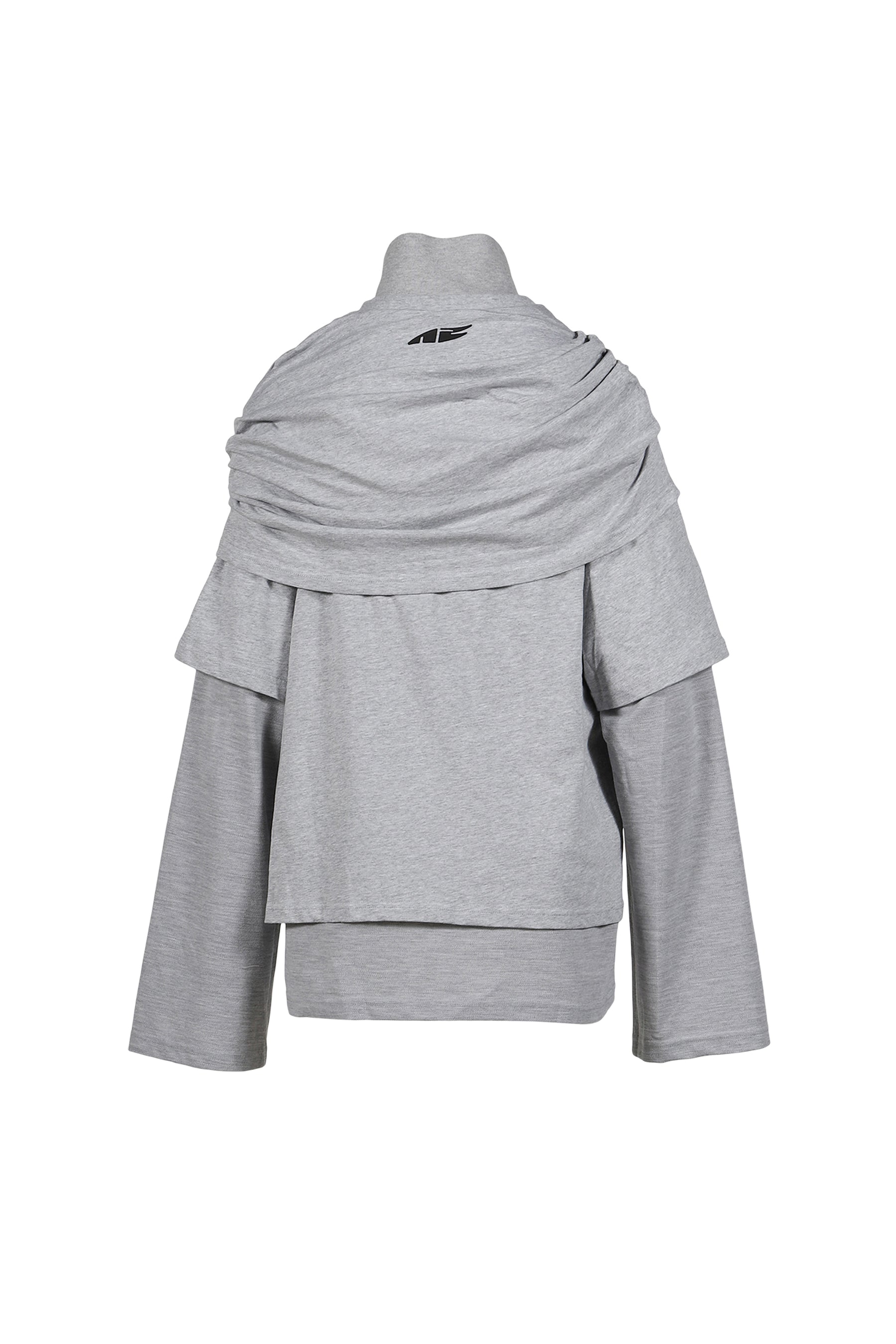 MULTI LAYER LS T-SHIRT SMART SLOGAN T-SHIRT / GRY 