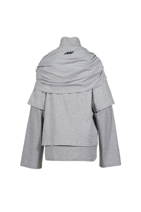 MULTI LAYER LS T-SHIRT SMART SLOGAN T-SHIRT / GRY 