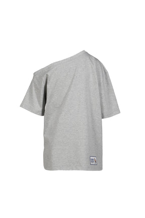 SWEET TREAT SHEEP PRINTED OFF-SHOULDER SHORT SLEEVE T-SHIRT / GRY