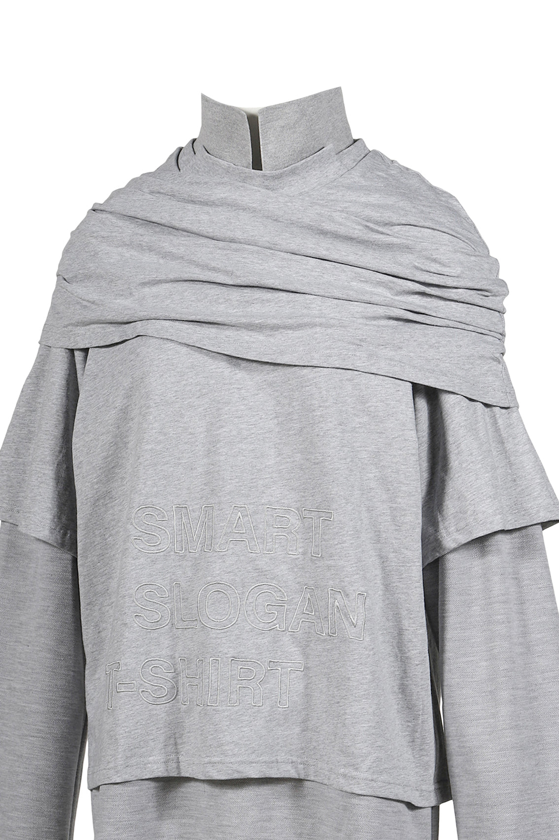 MULTI LAYER LS T-SHIRT SMART SLOGAN T-SHIRT / GRY 