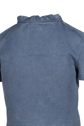 WAVE LACE COLLAR T-SHIRT / BLU