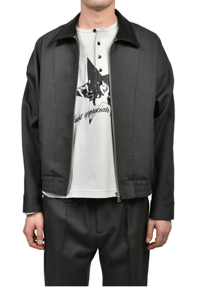 STUDDED WOOL BOMBER / DARK GRY