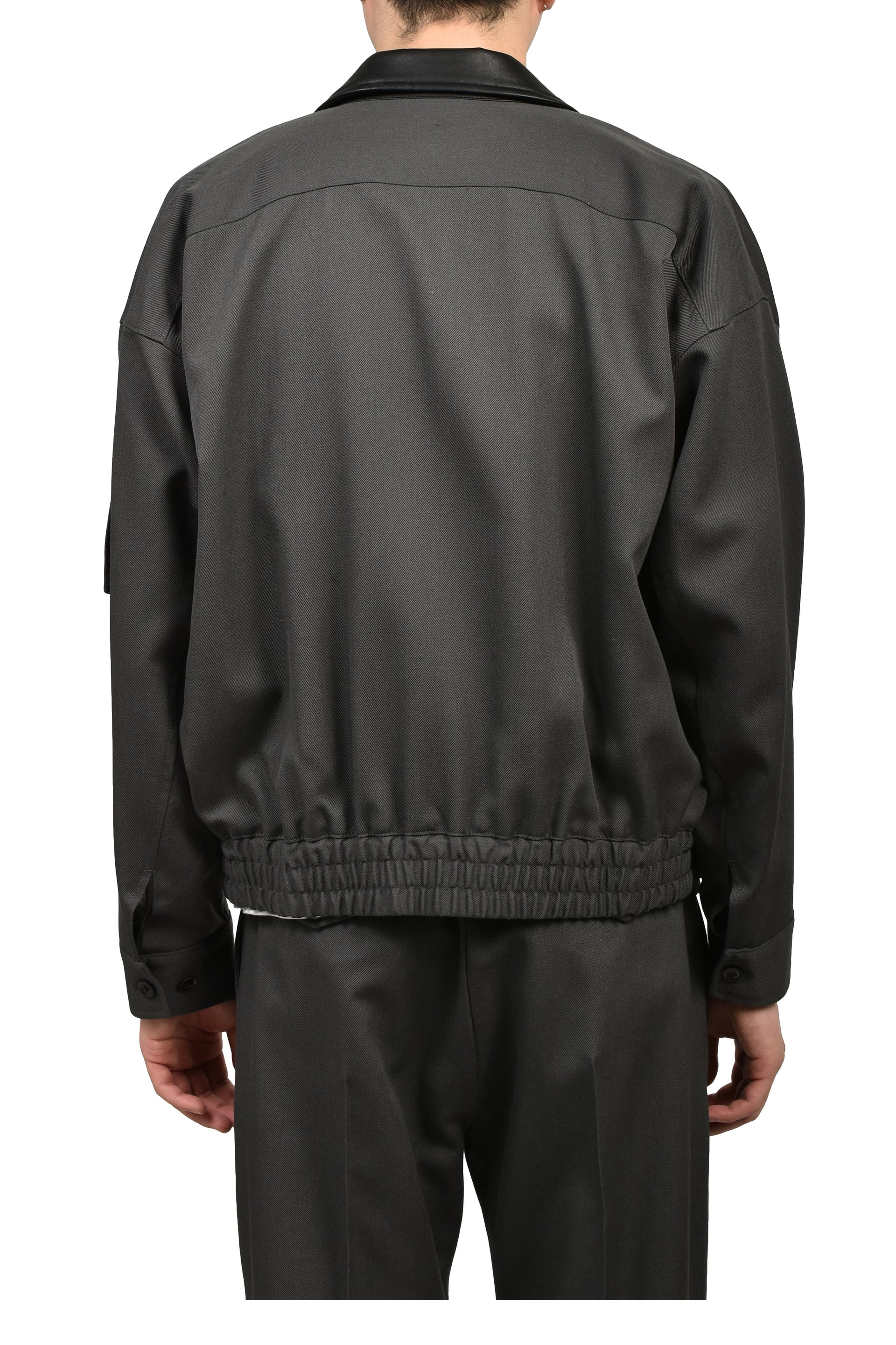 STUDDED WOOL BOMBER / DARK GRY