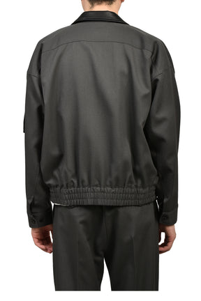 STUDDED WOOL BOMBER / DARK GRY