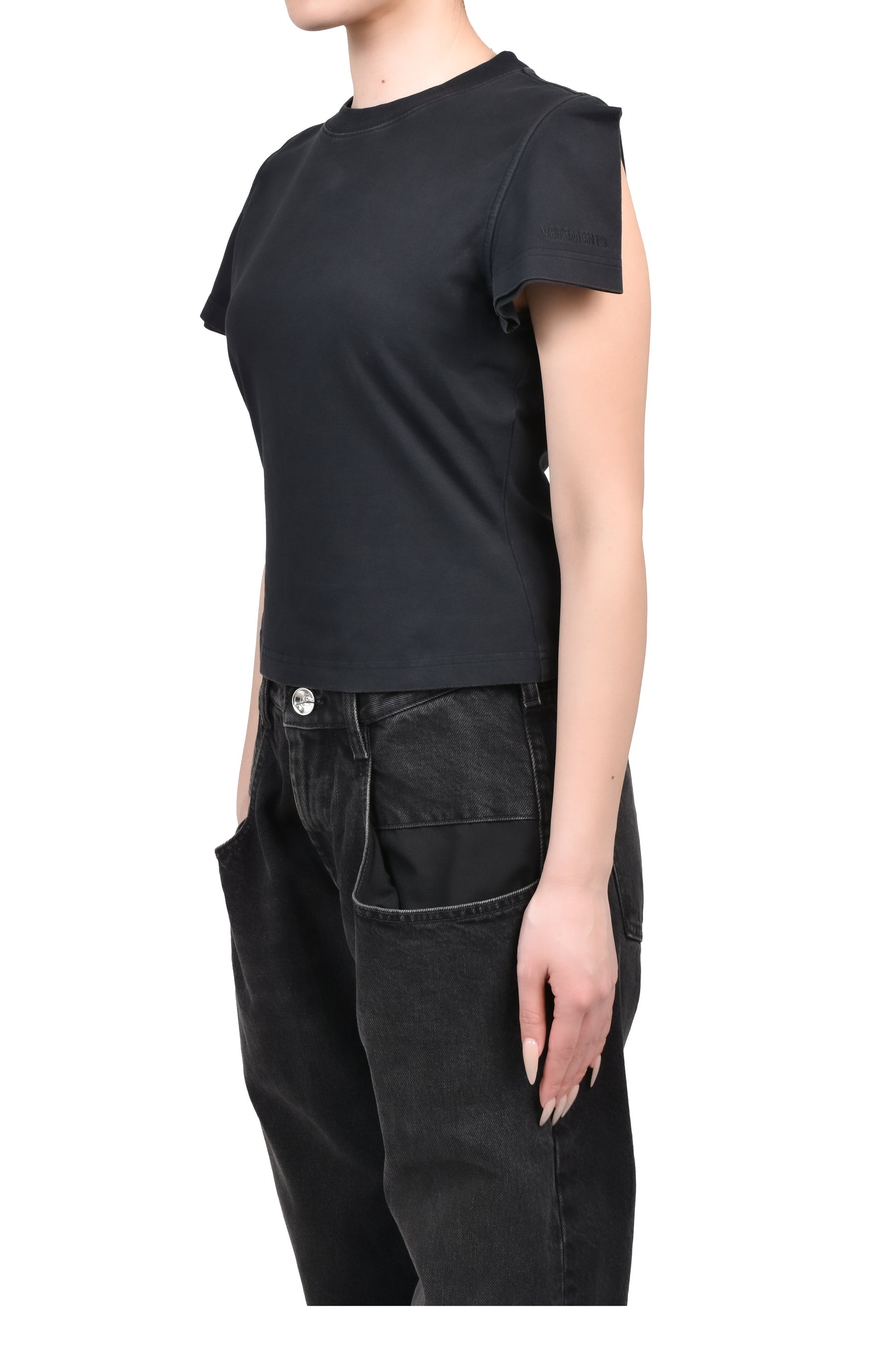 FRONT SLEEVE BABY T-SHIRT / BLK