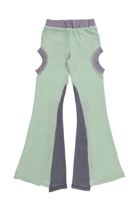 CIRCLE CUT-OUT KNIT TROUSERS / MINT GREEN×GRAY