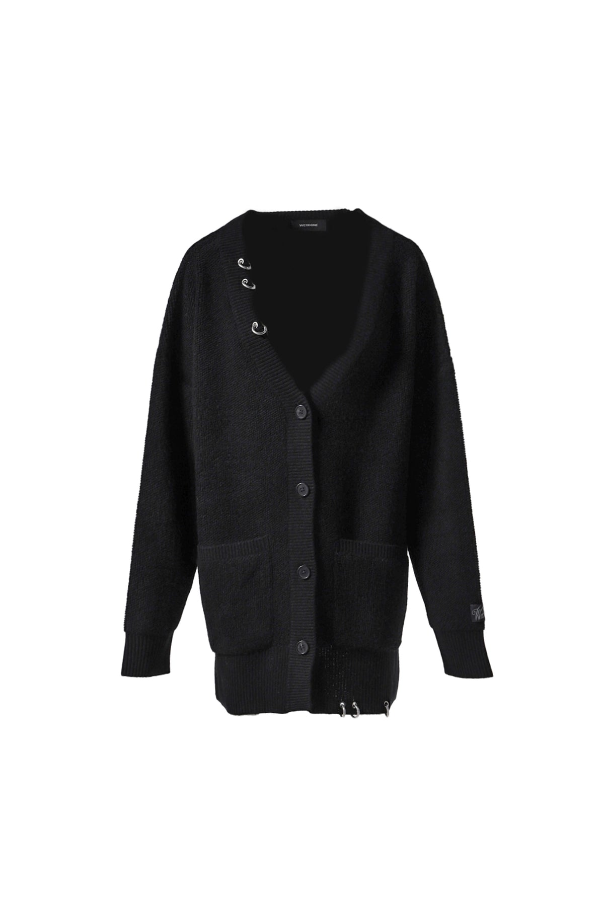 BLACK WOMENS STRONG SHOULDER KNIT CARDIGAN / BLK