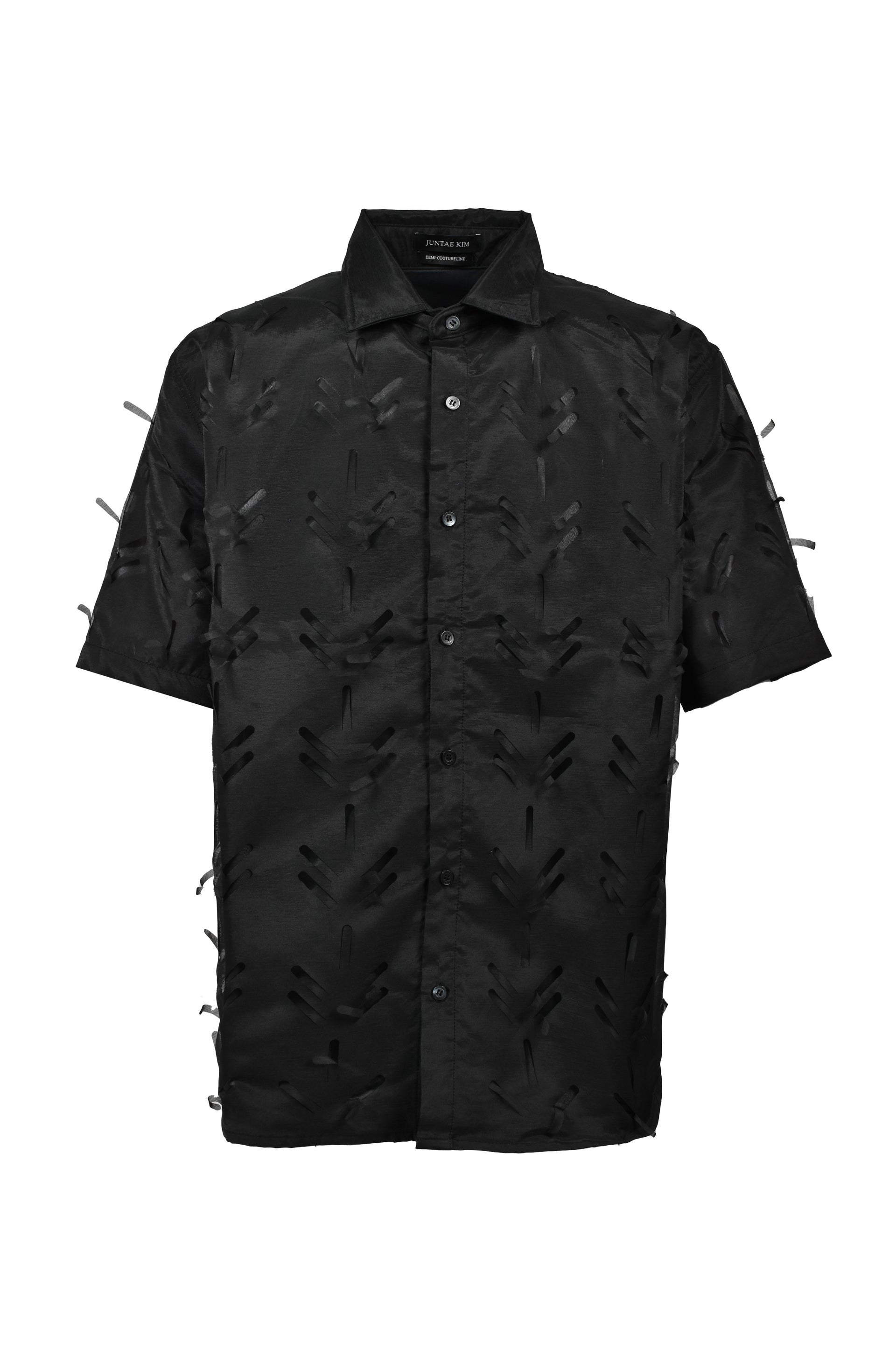 LAYERED LASER SLASH SHIRTS / BLK