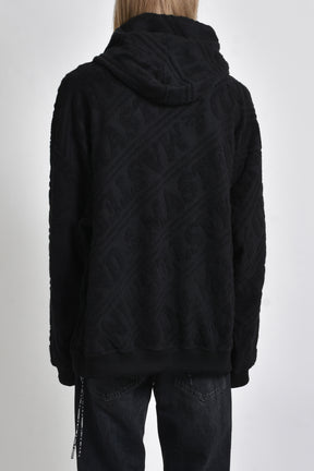 PILE JAQUARD HOODIE / BLK