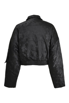 DUSTY RUBBER CROPPED TRUCKER JACKET / BLK