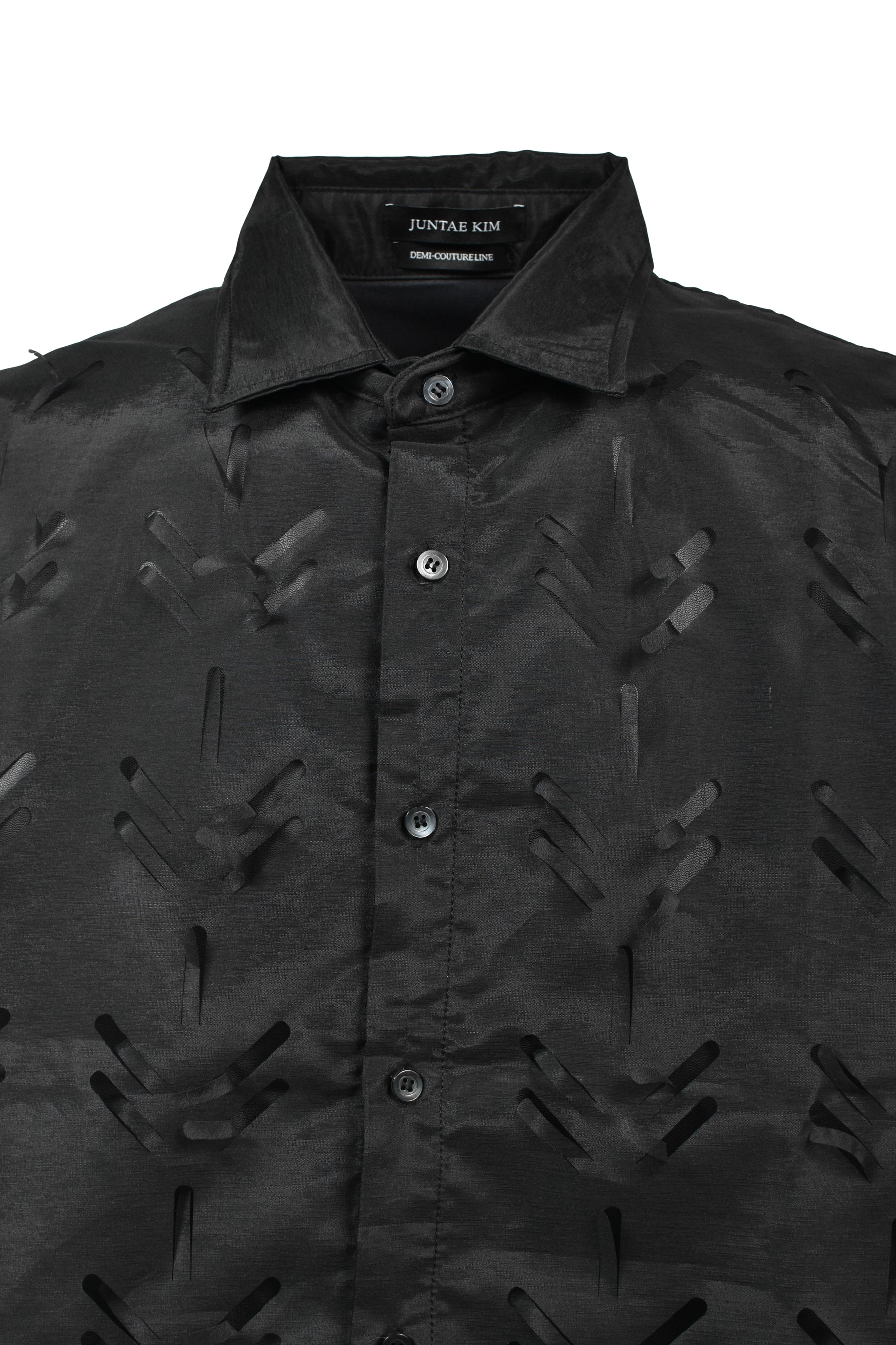 LAYERED LASER SLASH SHIRTS / BLK
