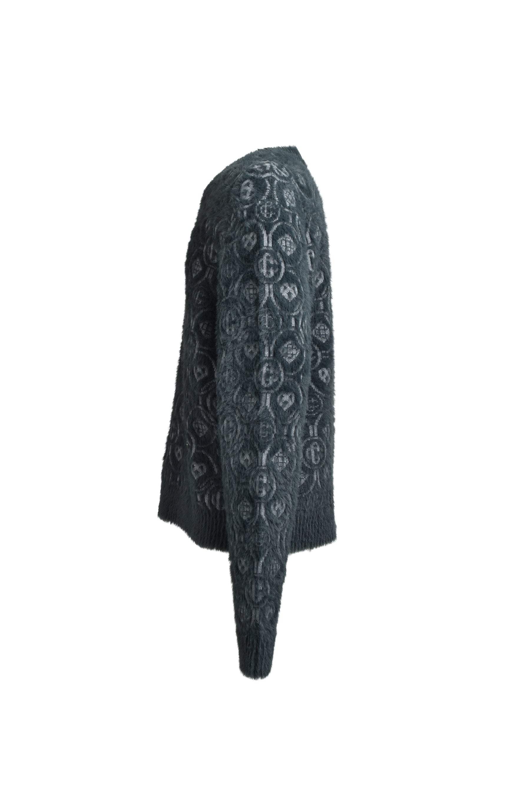 FLUFFY MONOGRAM CREW NECK / GRY